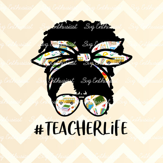 Teacher life afro hair PNG sublimation