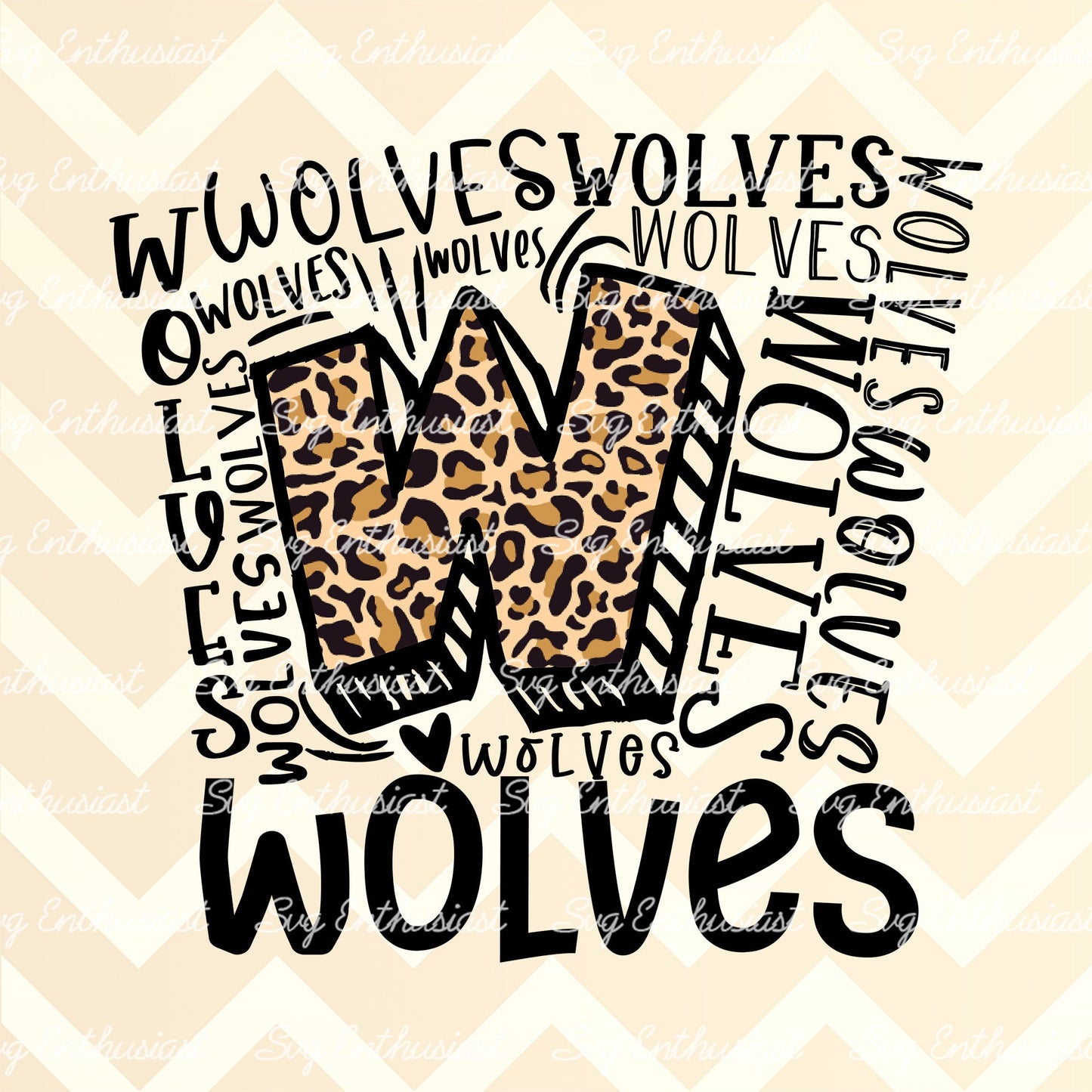 Wolves Typography PNG sublimation