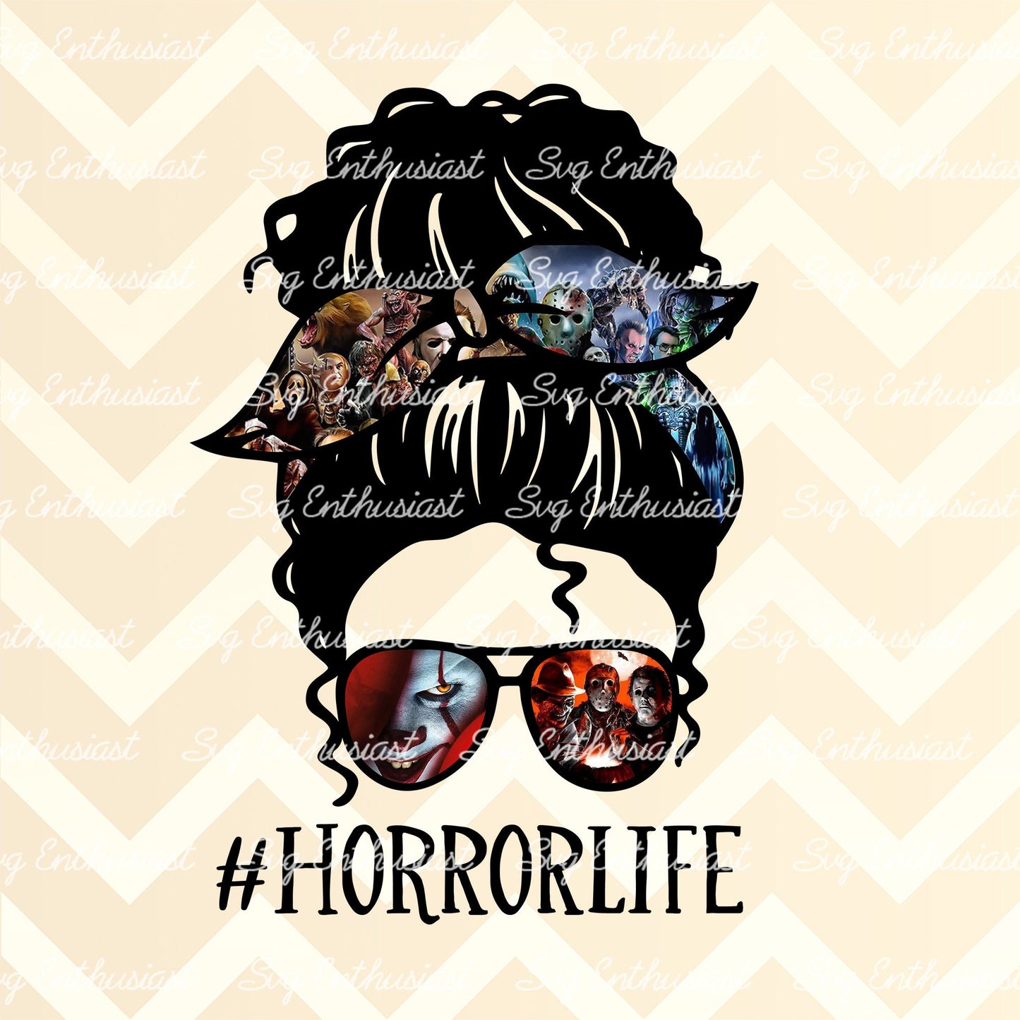 Horror queen Curly hair PNG sublimation