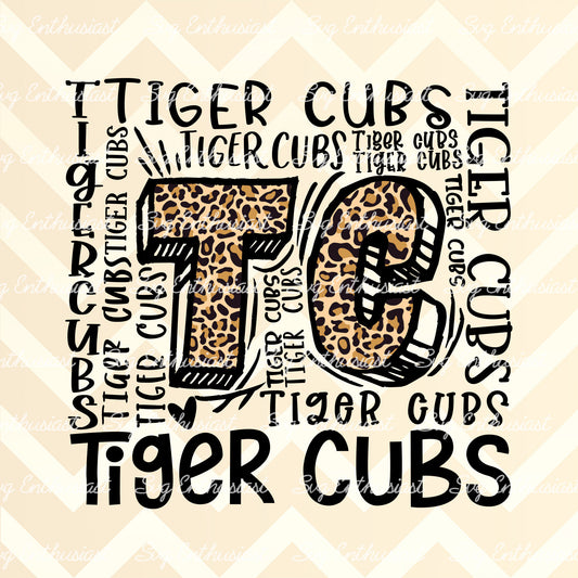 Tiger cubs Typography PNG sublimation