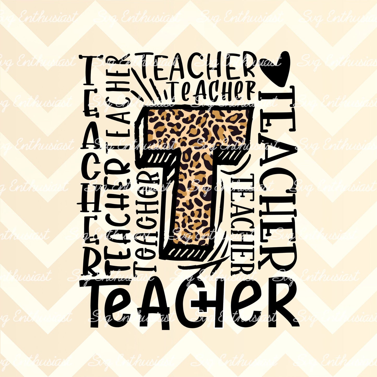 Leopard print Teacher Typography PNG sublimation