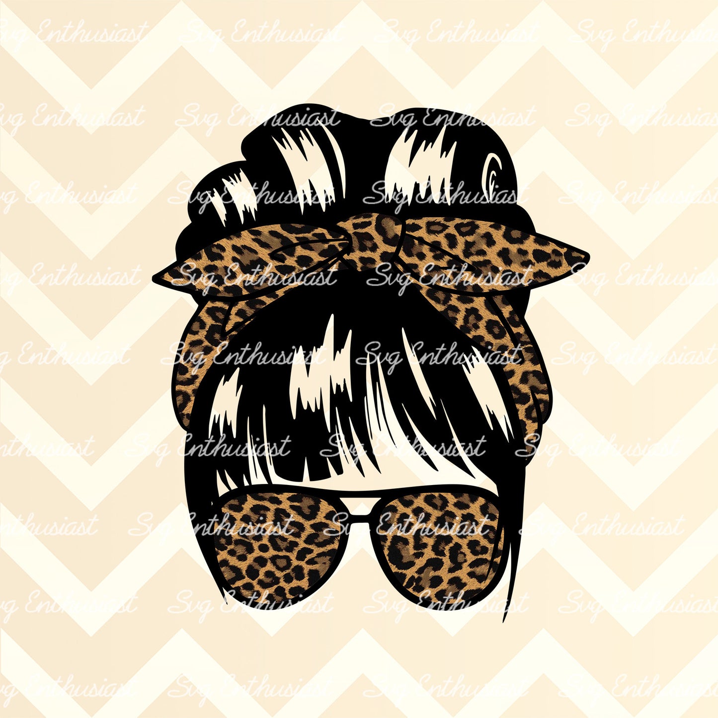 Messy bun with bangs PNG sublimation