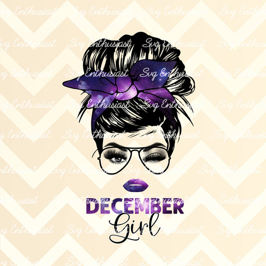 December girl messy bun PNG sublimation