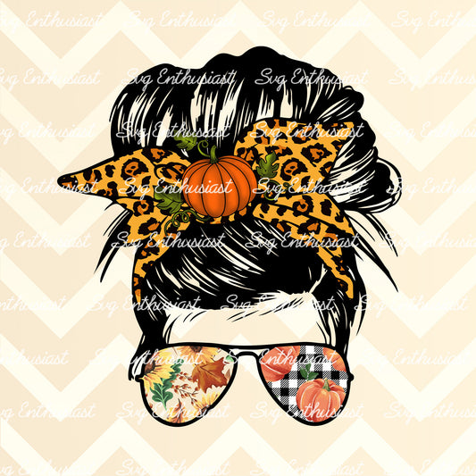 Thankful messy bun PNG sublimation