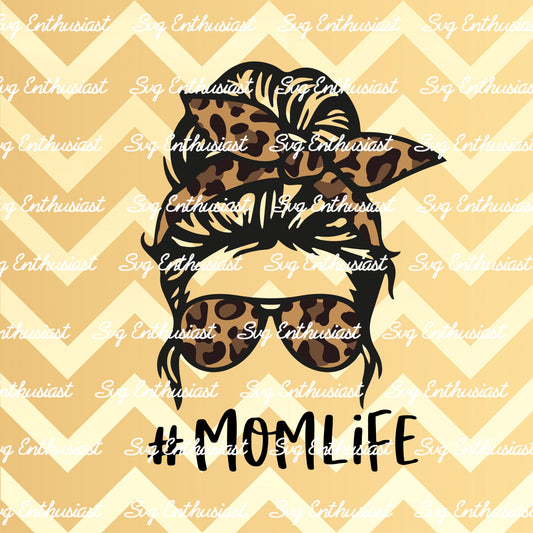 Mom life messy bun SVG PNG DXF