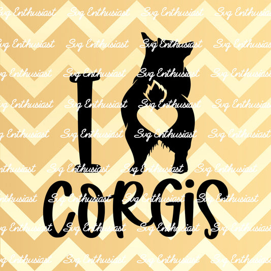 I love Corgis SVG PNG DXF