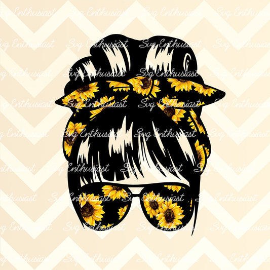 Messy bangs Sunflower PNG sublimation