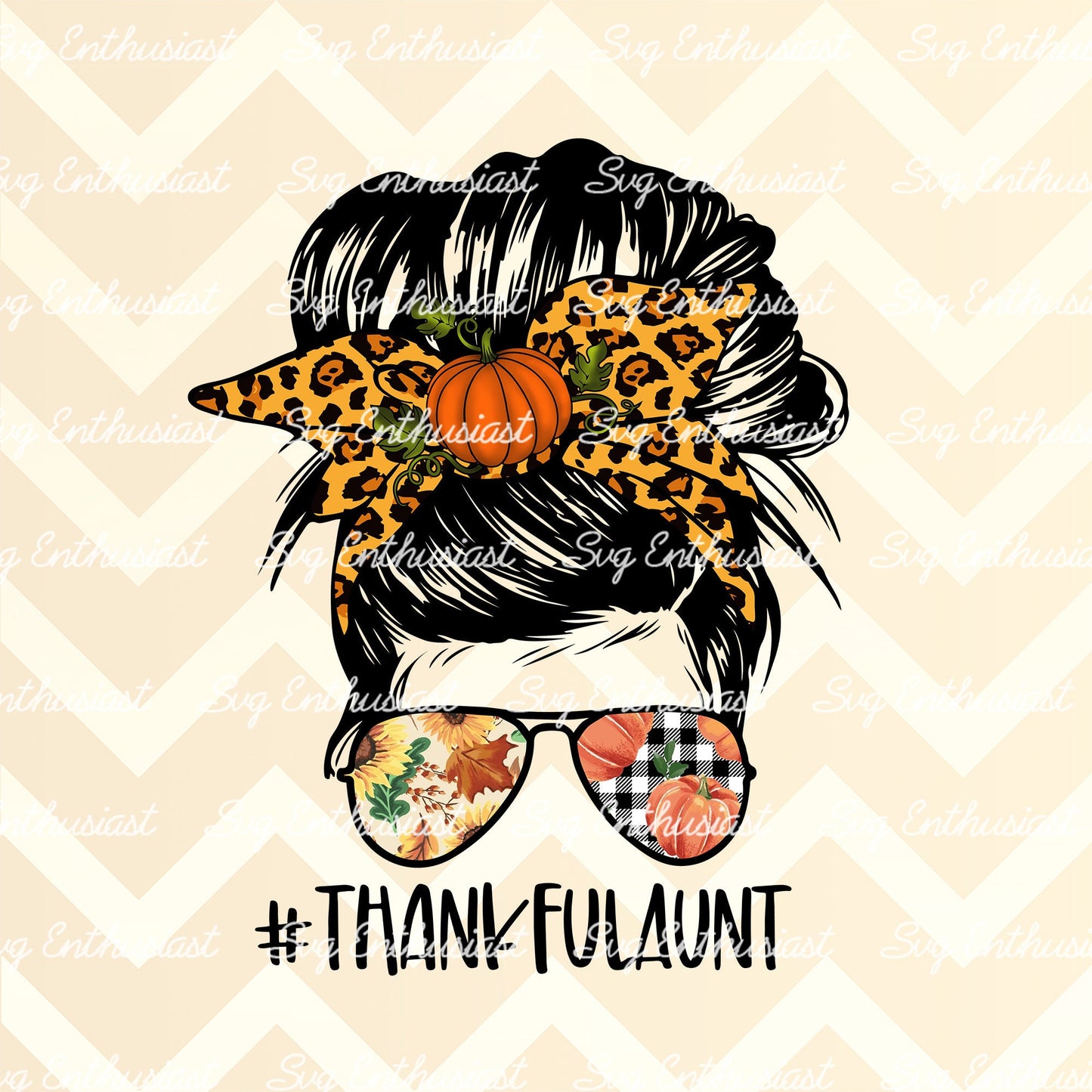 Thankful aunt messy bun PNG sublimation