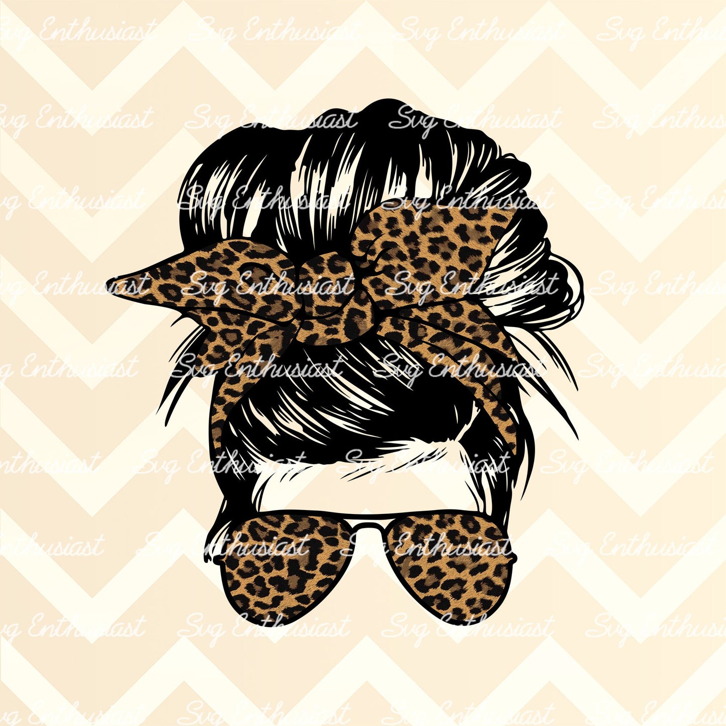 Leopard messy bun PNG sublimation