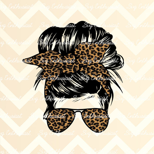 Leopard messy bun PNG sublimation