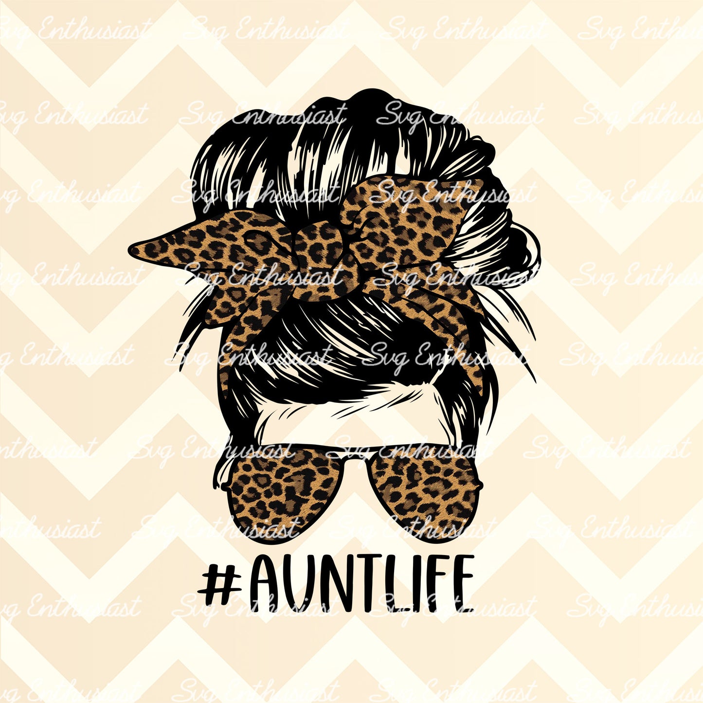 Aunt life messy bun PNG sublimation