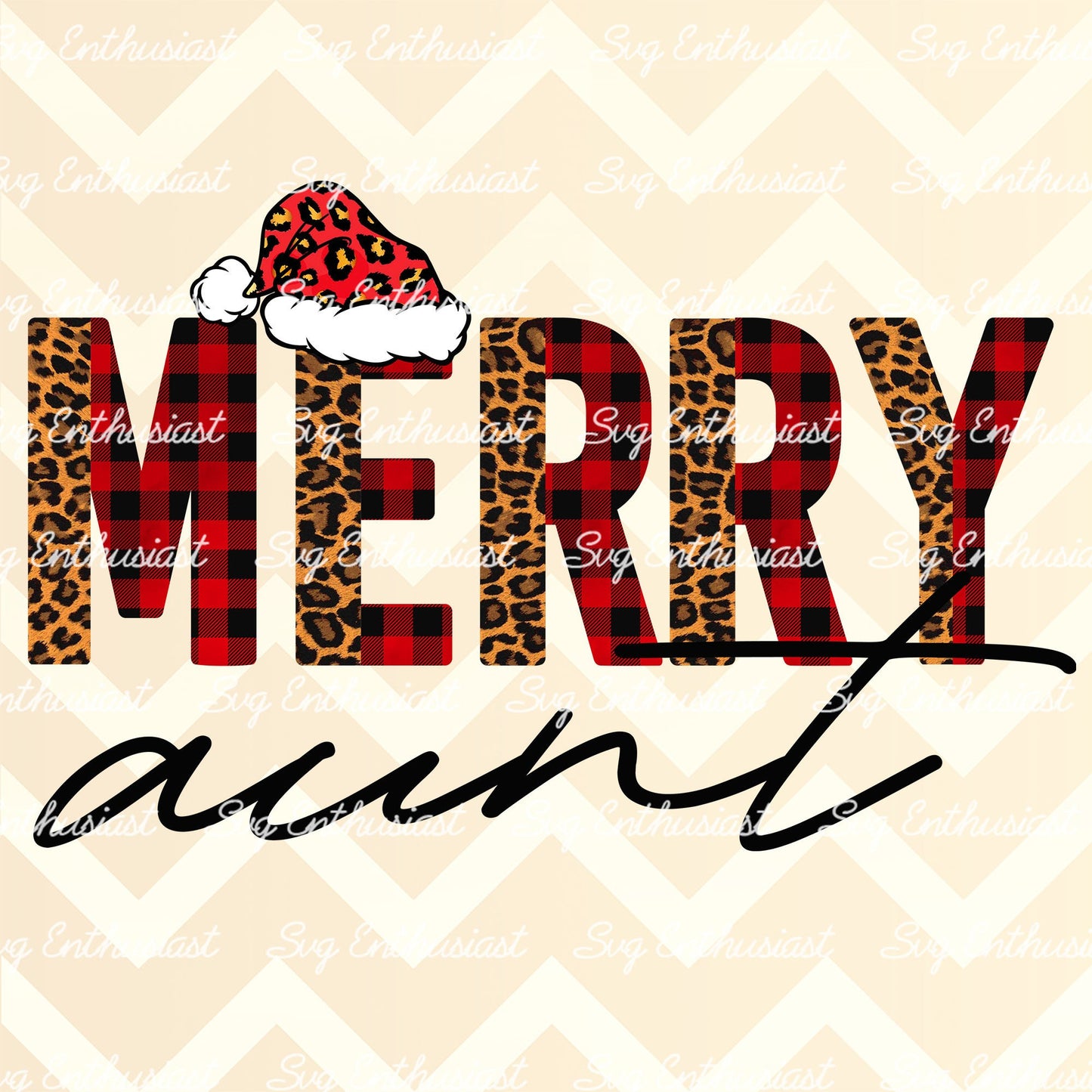 Merry aunt Buffalo plaid Leopard PNG sublimation