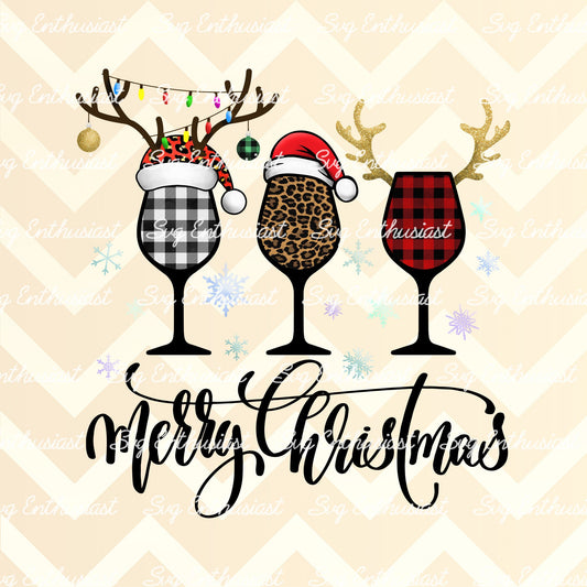 Merry Christmas Glasses Buffalo plaid Leopard PNG sublimation