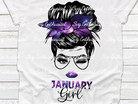 January girl messy bun PNG sublimation