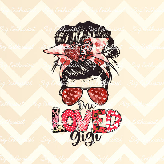 One loved gigi messy bun PNG sublimation