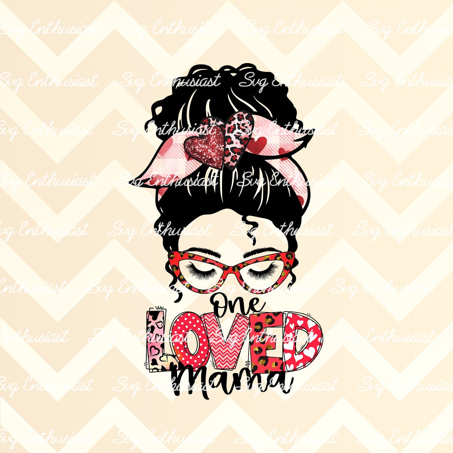 One loved mama curly hair PNG sublimation