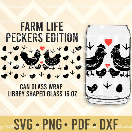 Peckers print svg libbey 16oz can glass SVG PNG DXF