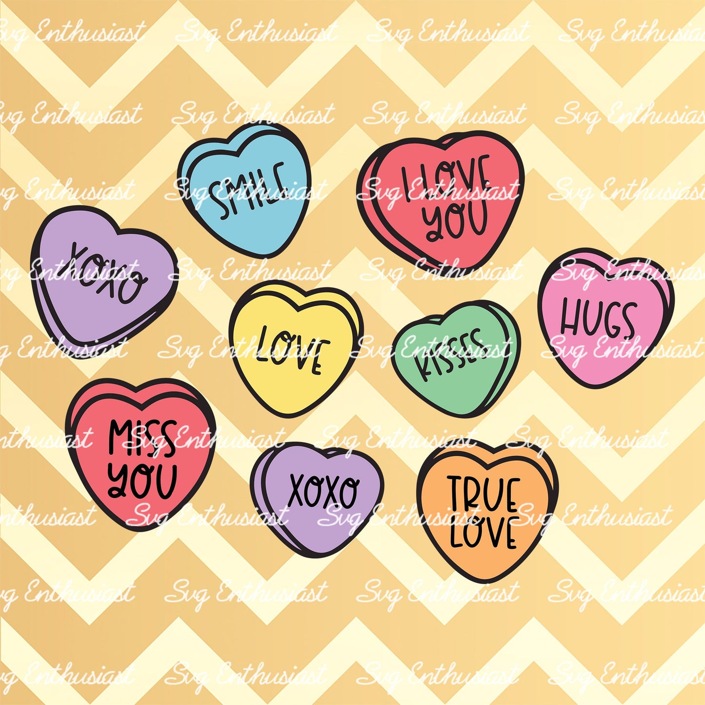 Candy hearts SVG PNG DXF