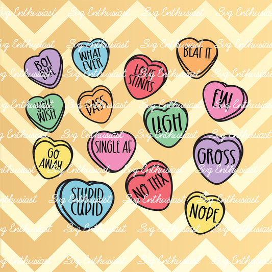 Anti Valentines Candy Hearts SVG PNG DXF