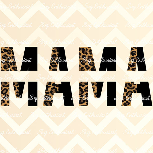 Leopard half letters Mama monogram frame PNG sublimation