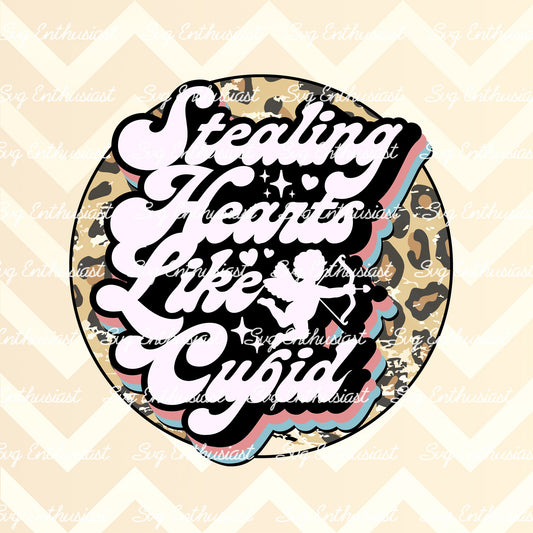 Leopard Stealing hearts like Cupid PNG sublimation