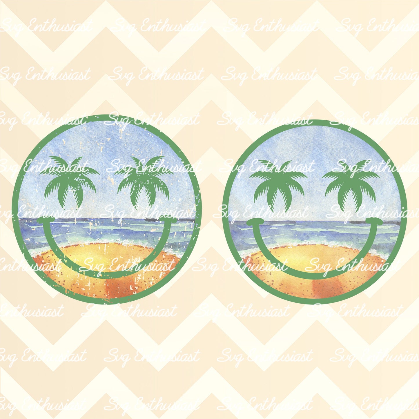 Beach palm tree smiley face PNG sublimation