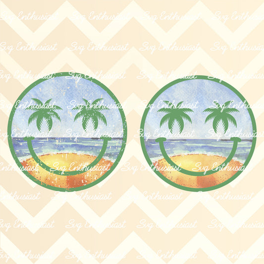 Beach palm tree smiley face PNG sublimation