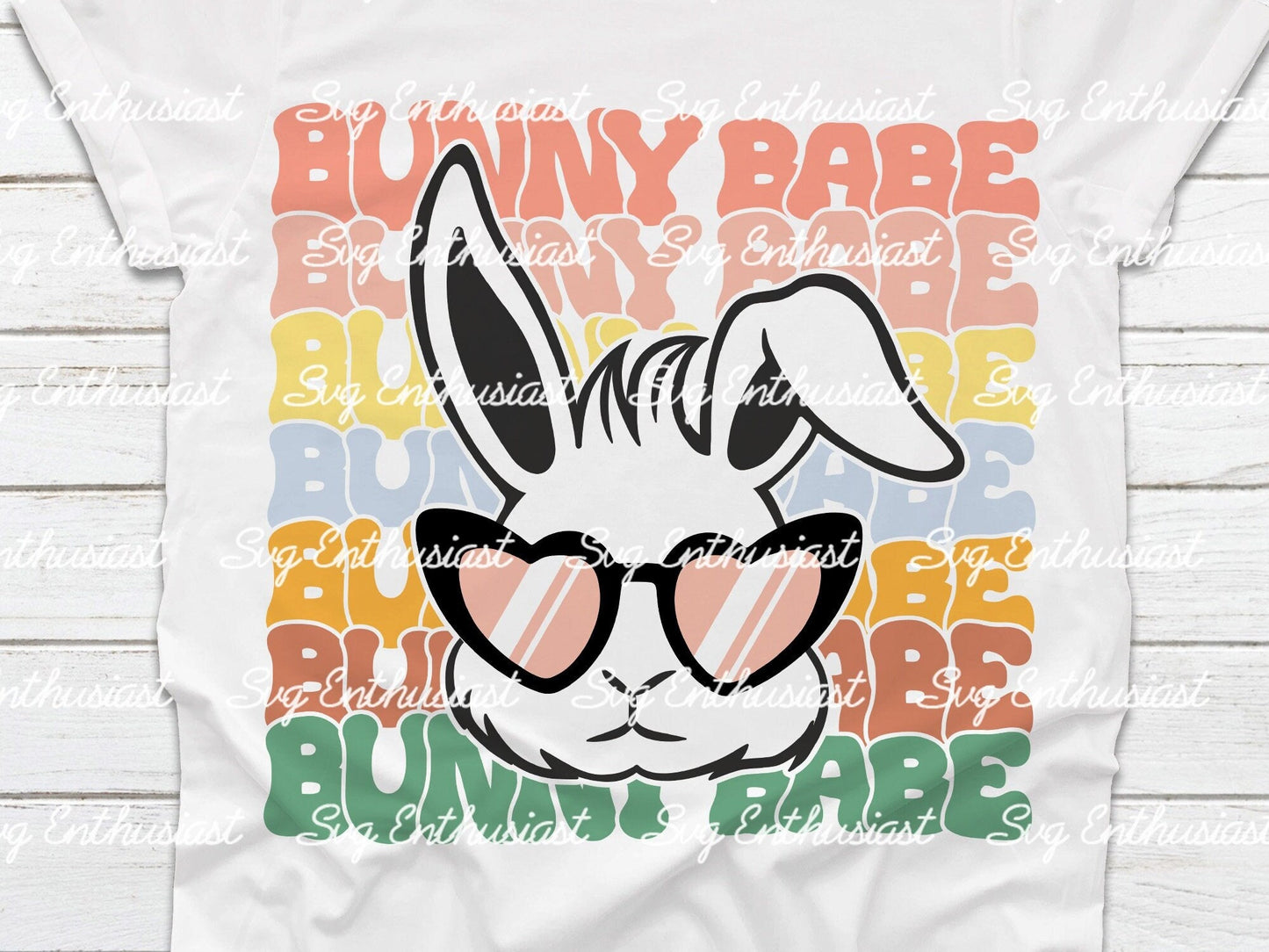 Stacked groovy bunny babe SVG PNG DXF