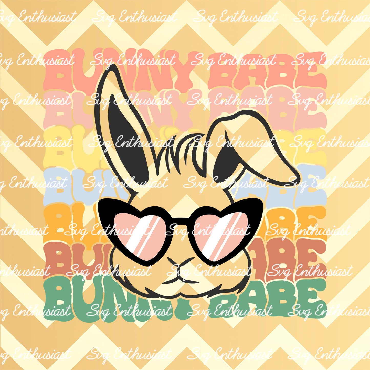 Stacked groovy bunny babe SVG PNG DXF