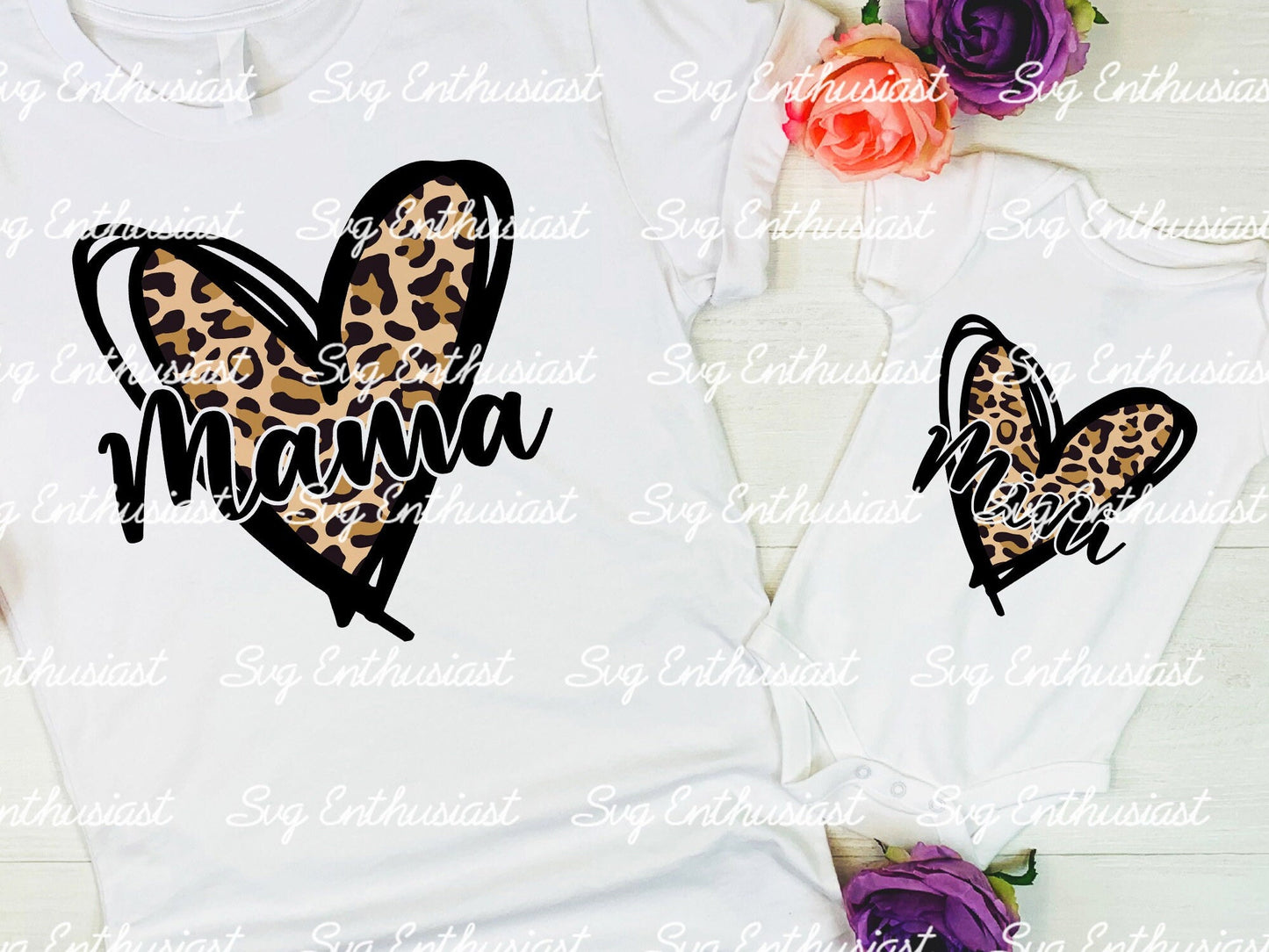 Leopard heart mama mini SVG PNG DXF