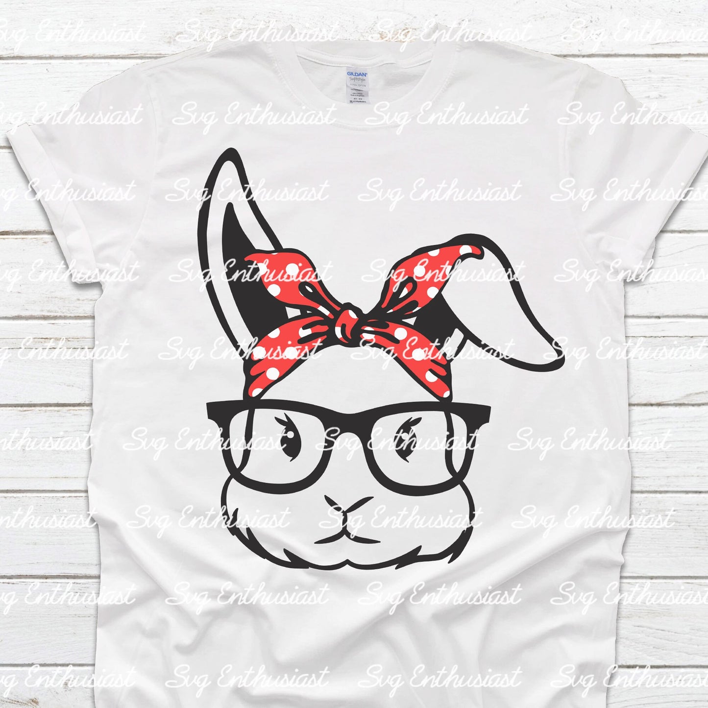 Cute bunny with bandana SVG PNG DXF