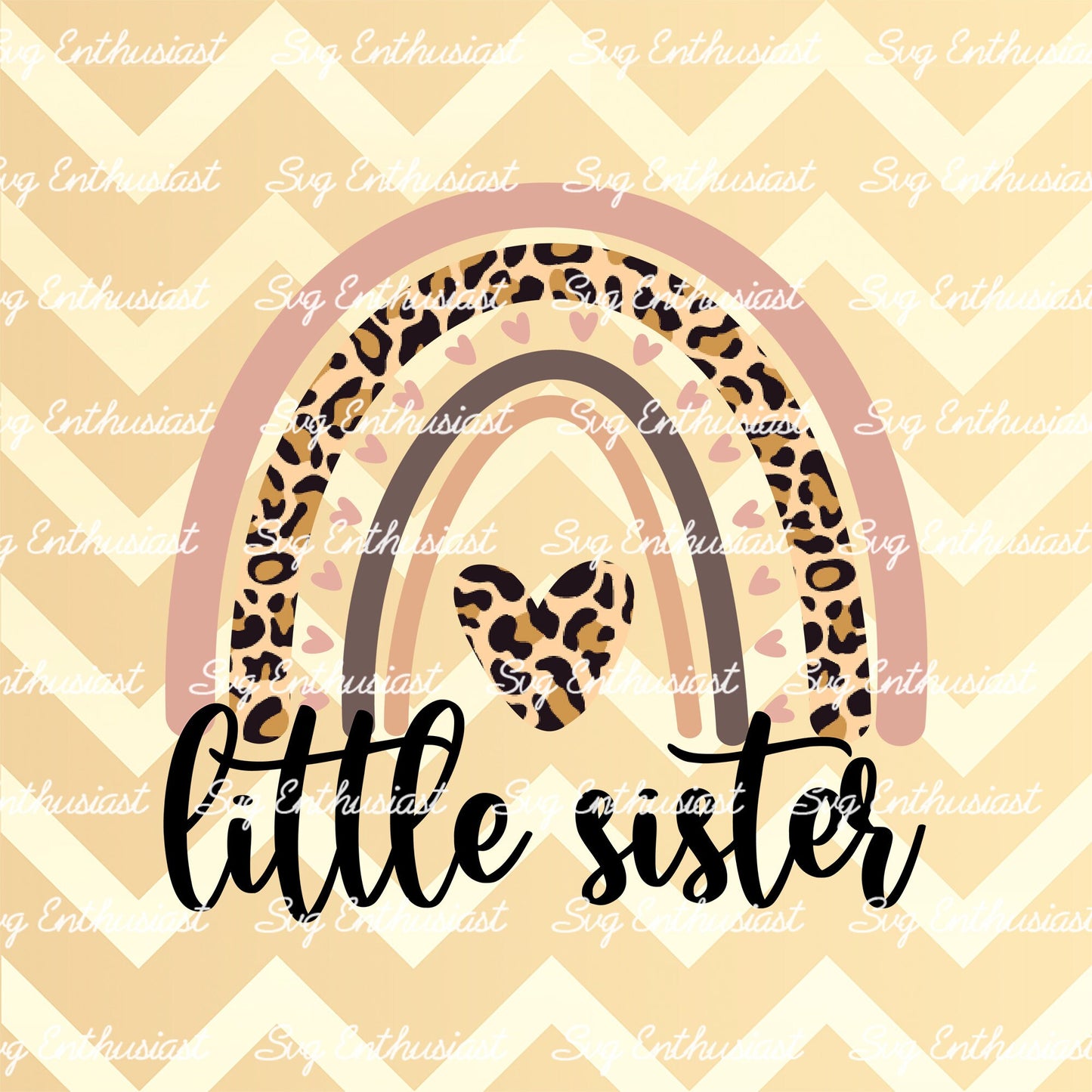 Boho leopard rainbow little sister PNG sublimation