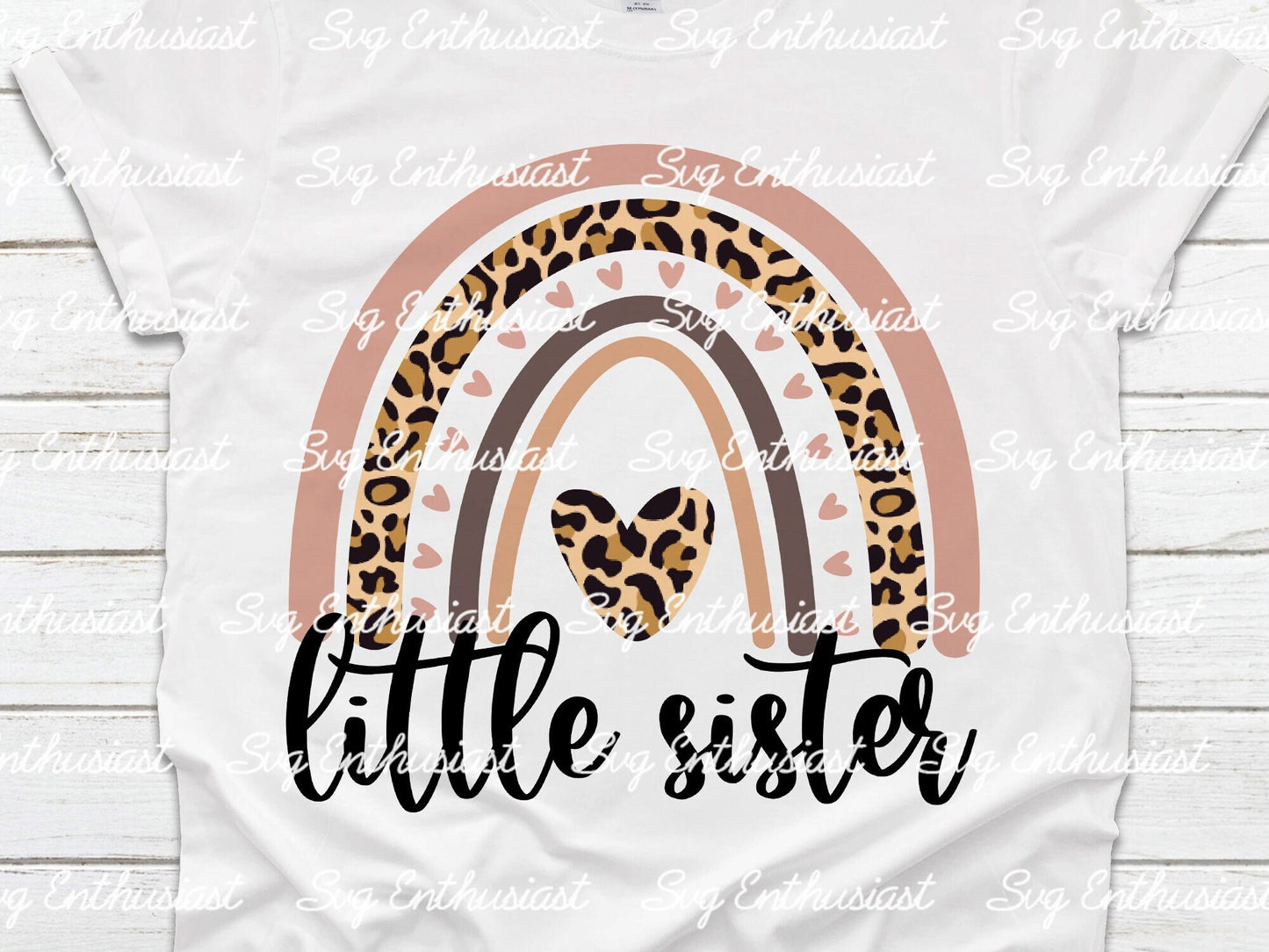 Boho leopard rainbow little sister PNG sublimation