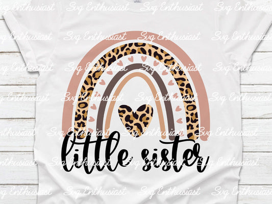 Boho leopard rainbow little sister PNG sublimation