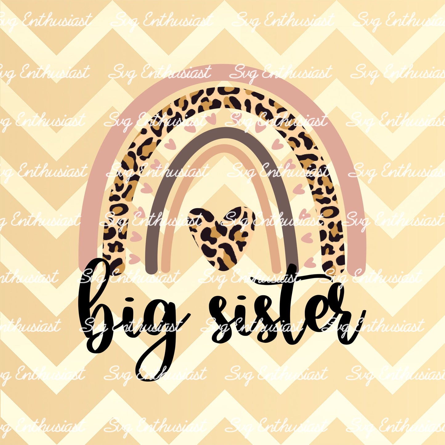 Boho leopard rainbow big sister PNG sublimation