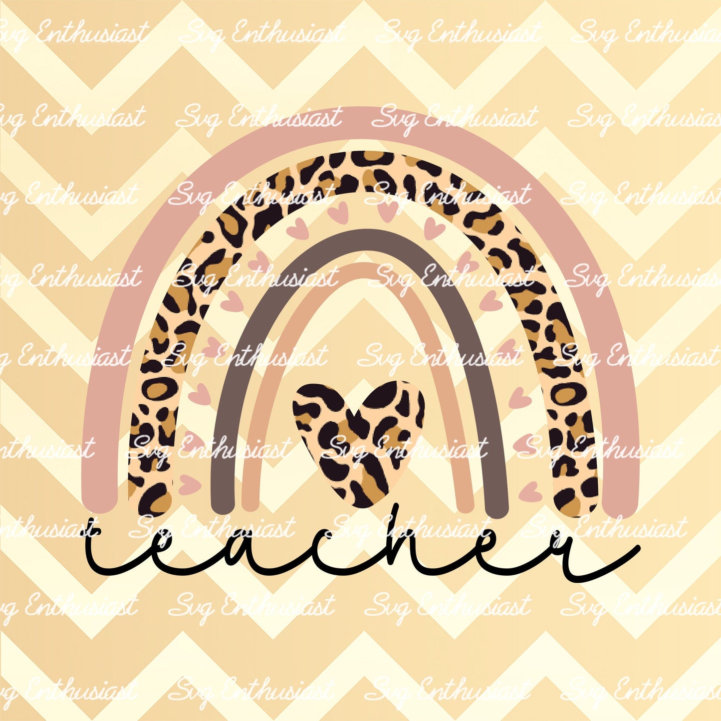 Boho leopard rainbow Teacher PNG sublimation