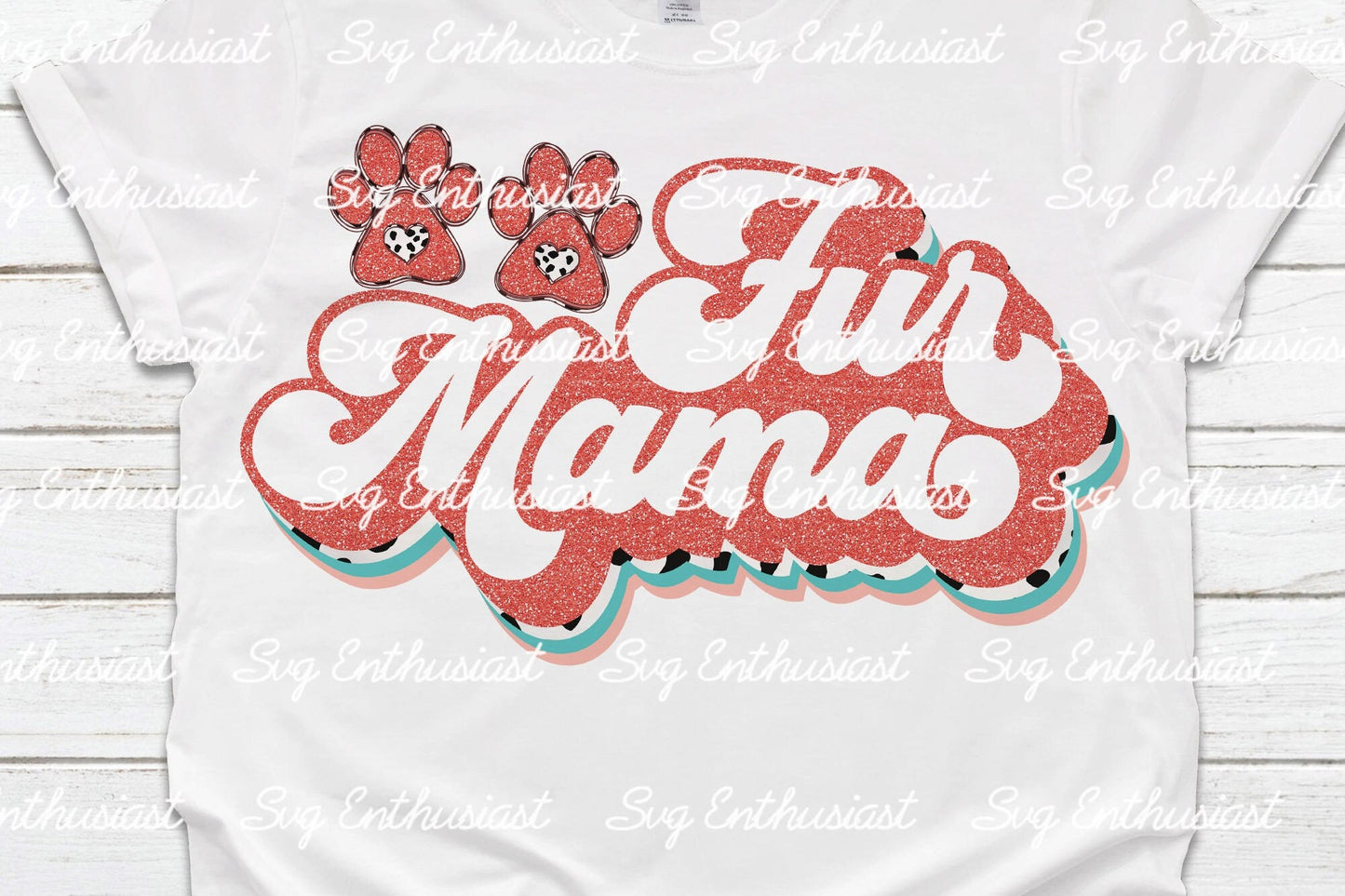 Glitter groovy fur mama PNG sublimation