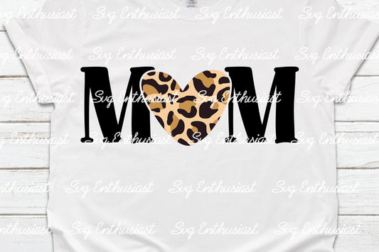 Leopard heart mom SVG PNG DXF