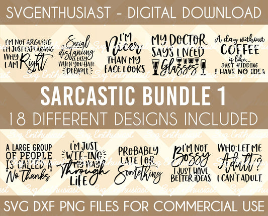 Sarcastic SVG PNG DXF bundle