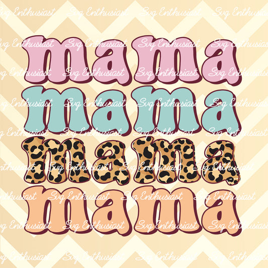 Retro Stacked mama PNG sublimation