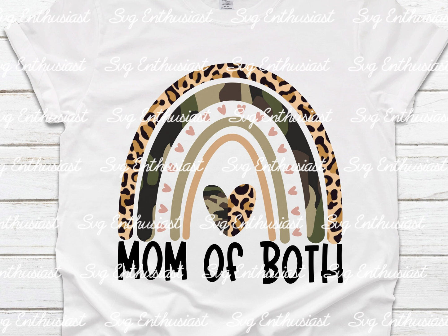 Mom of both camo leopard rainbow PNG sublimation