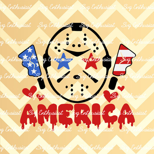 Jason Voorhees America Horror 4th of july SVG PNG DXF