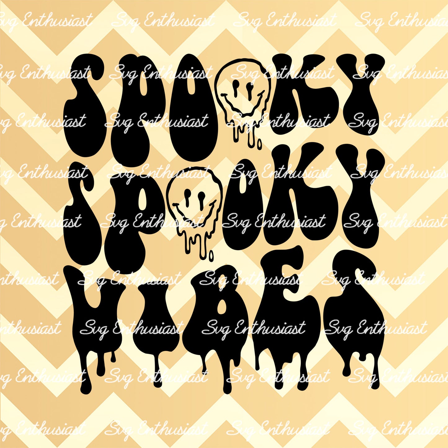 Spooky spooky vibes melting smiley SVG PNG DXF