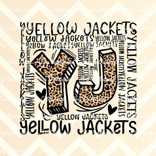 Yellow Jackets Typography PNG sublimation