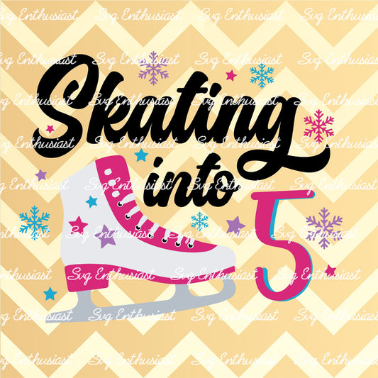 Skating into 5 SVG PNG DXF