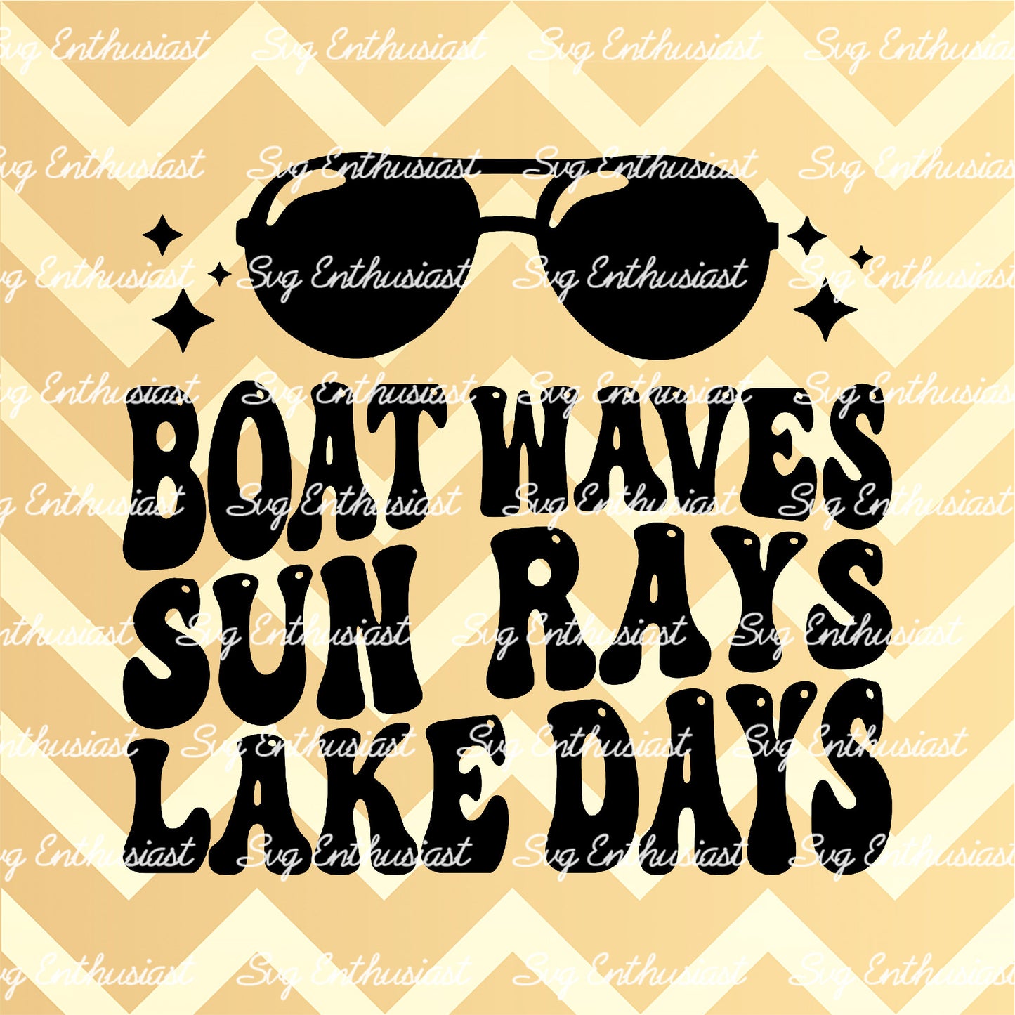 Boat waves sun rays lake days SVG PNG DXF