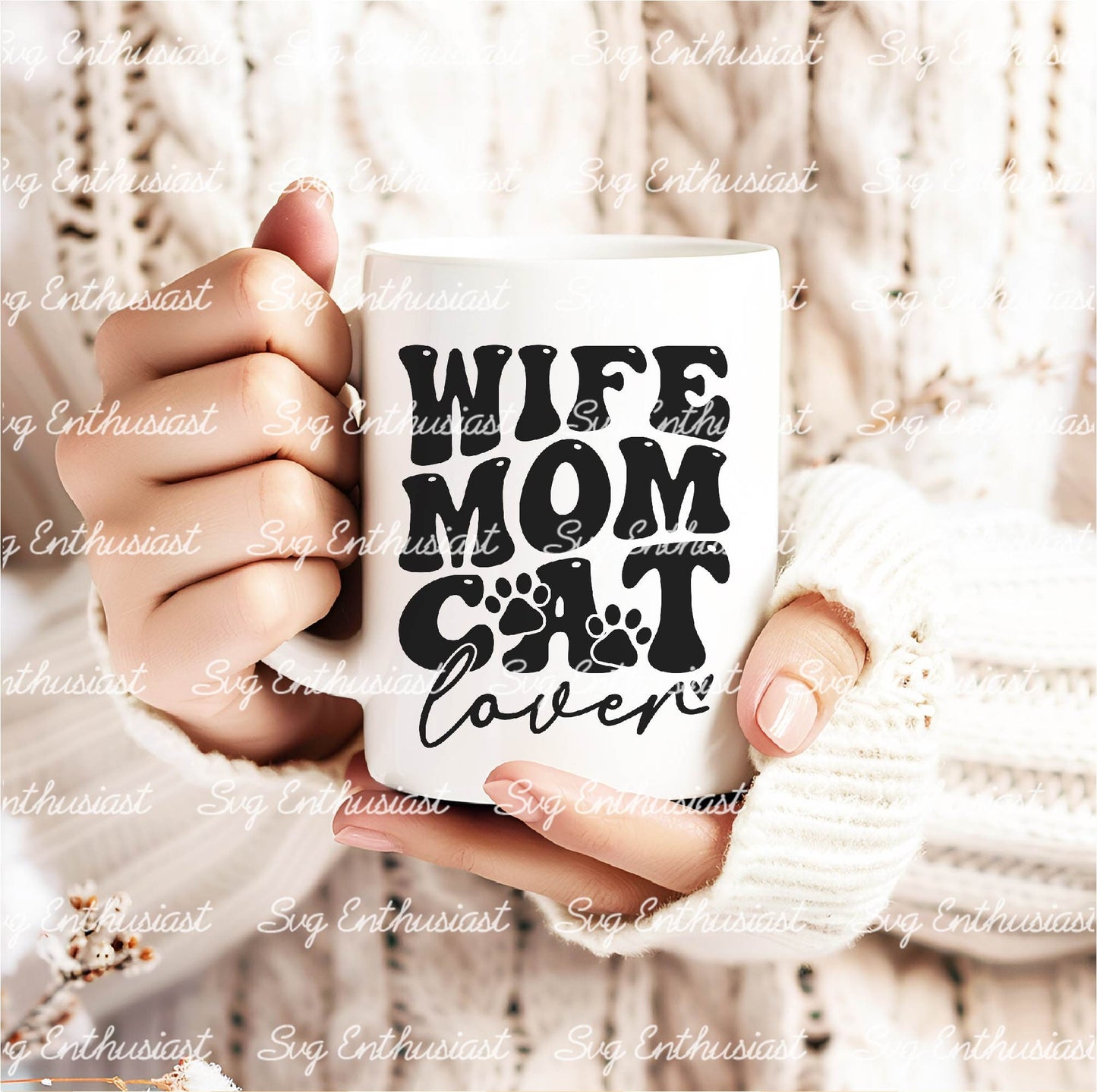 Wife mom cat lover SVG PNG DXF