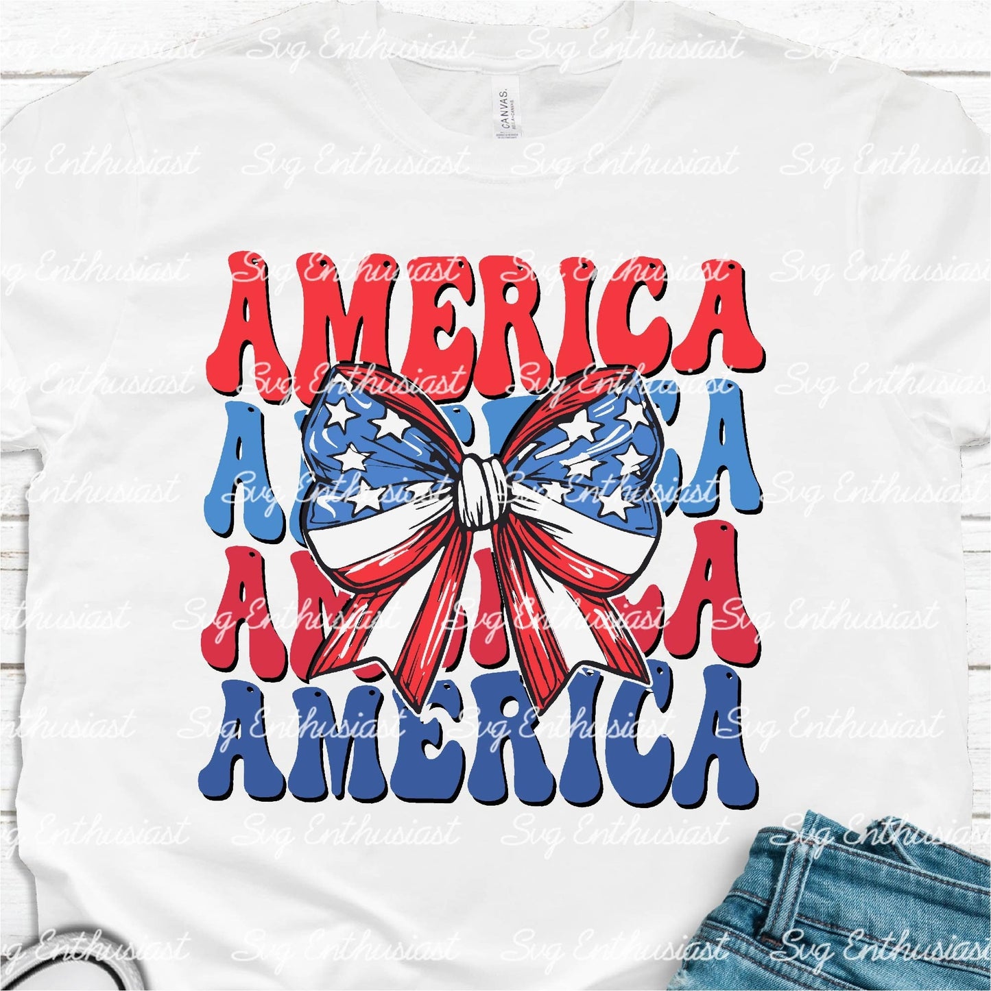 America Patriotic bow SVG PNG DXF