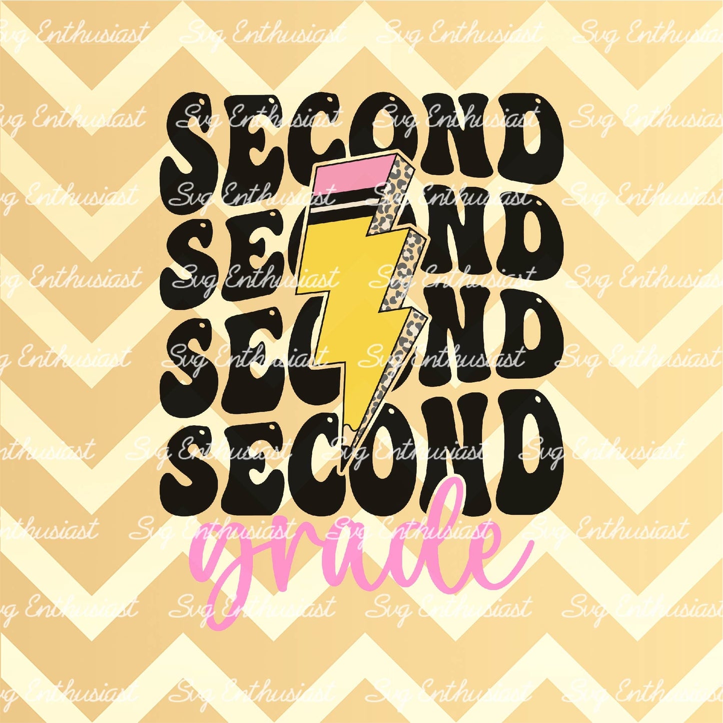 Second Grade lightening bolt pencil SVG PNG DXF