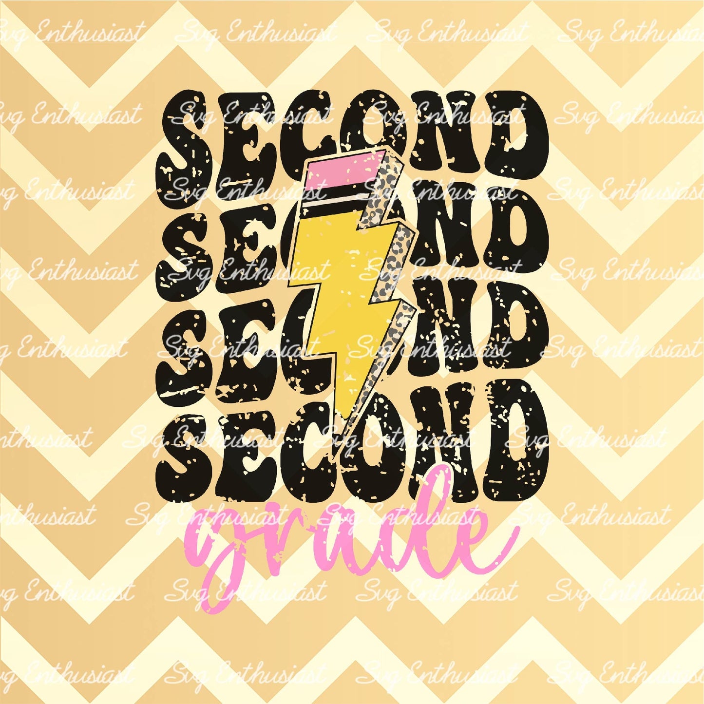 Second Grade lightening bolt pencil SVG PNG DXF